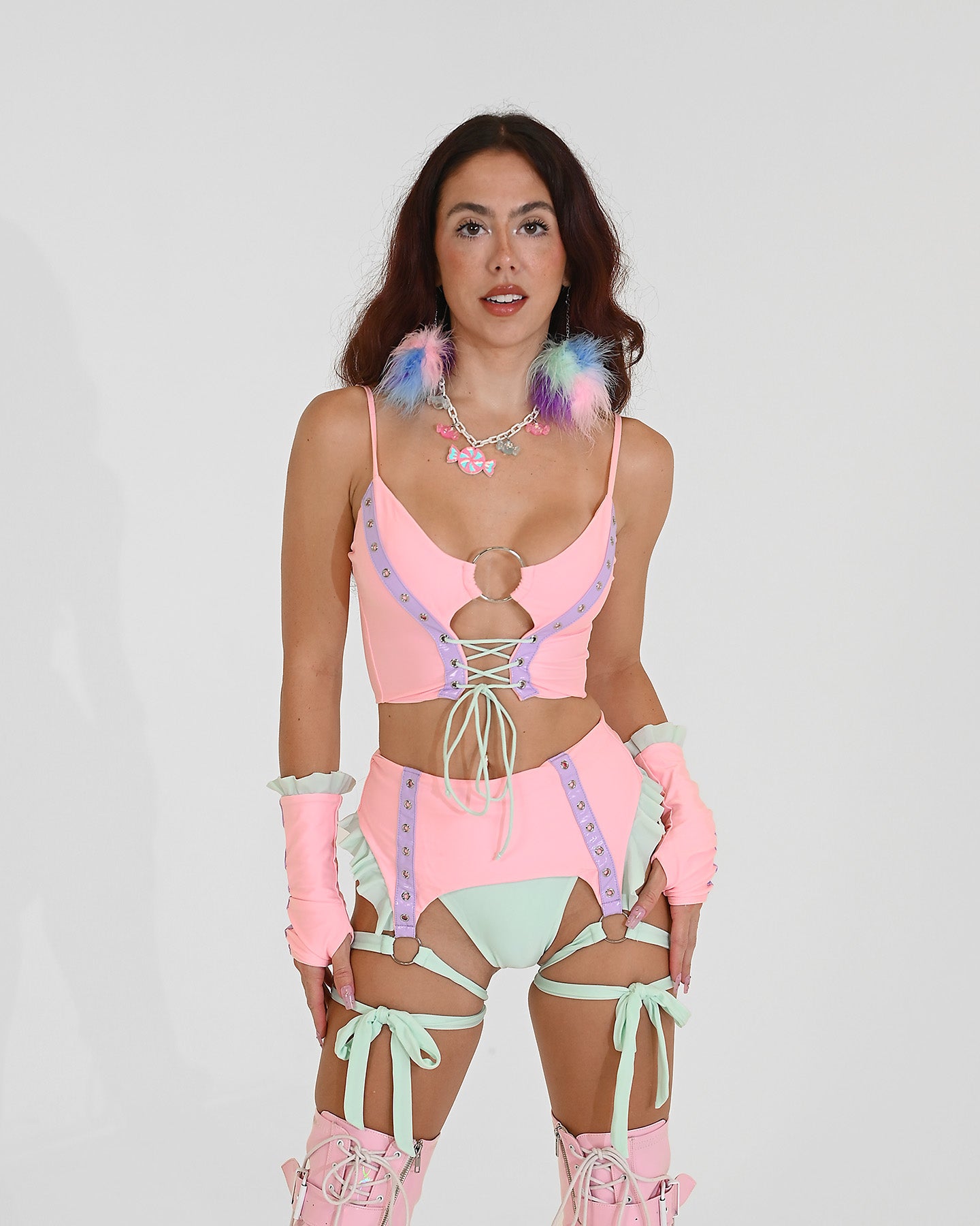 Cotton Candy Garter Belt Bikini Bottoms SUSPEX Rave Outfits