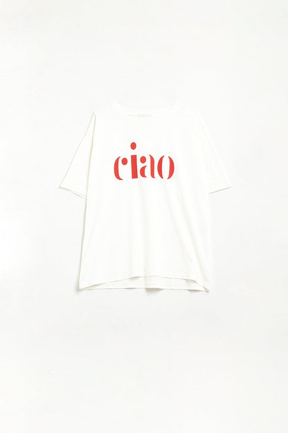 Cotton t-shirt made in Italy with Ciao logo in red Q2store