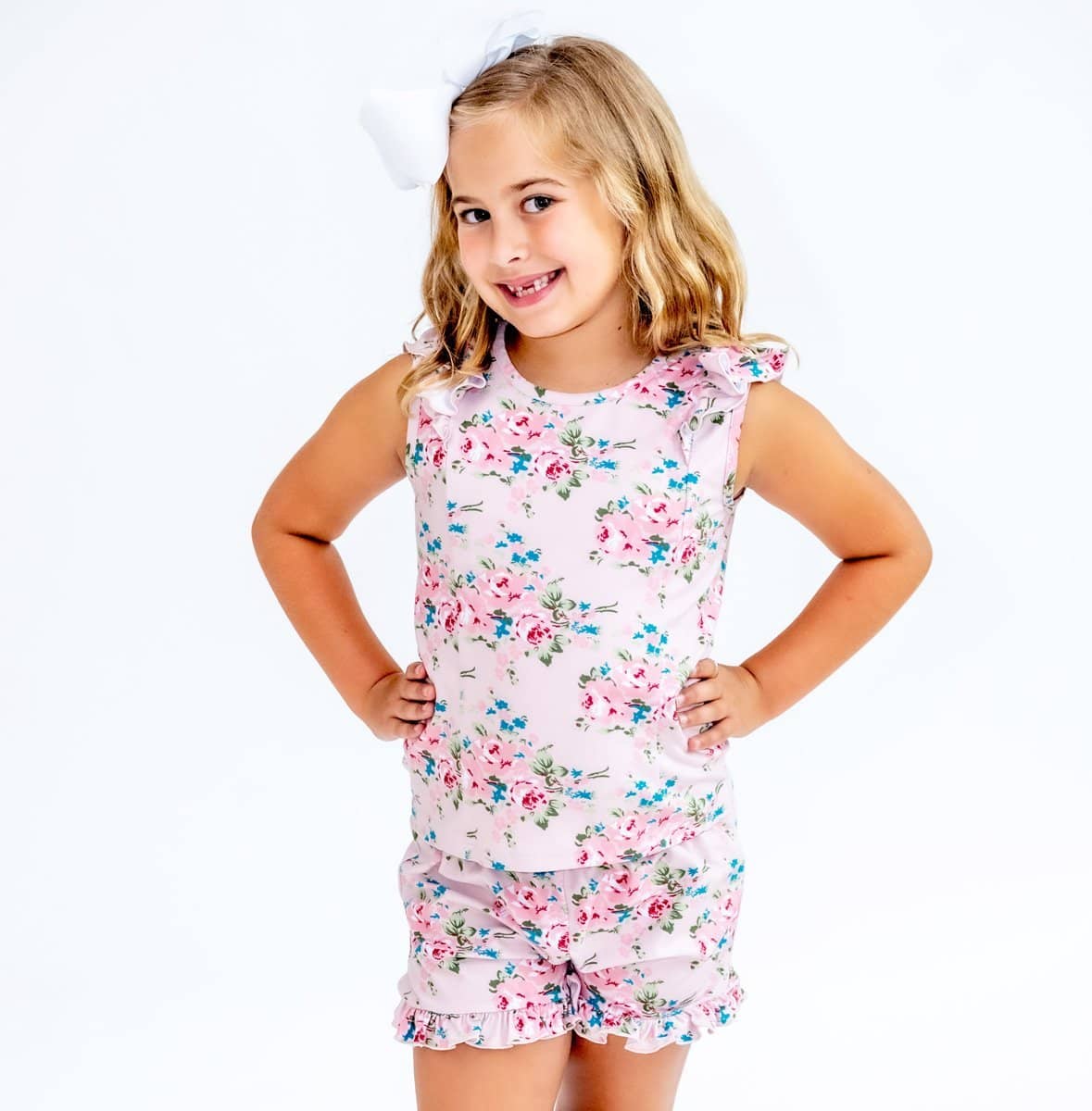 Golden Blooms - Bamboo Flutter Sleeve & Shorts Lounge Set Charlies Project Kids