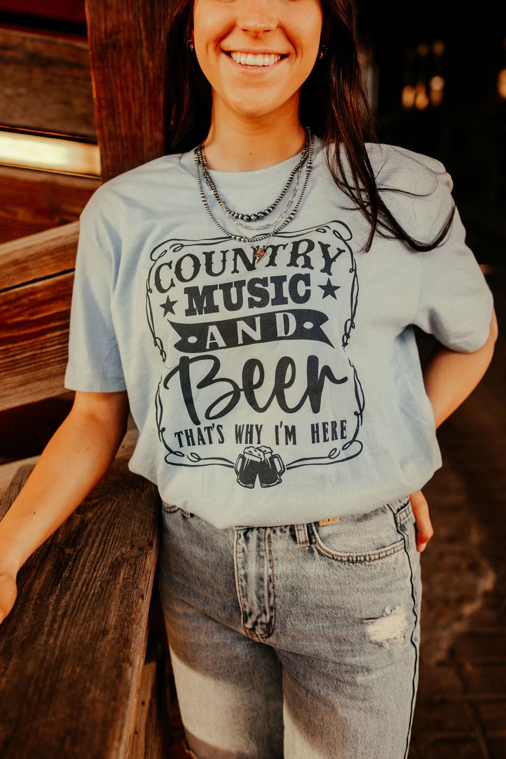 Country Music and Beer Graphic Tee Wild Junkie