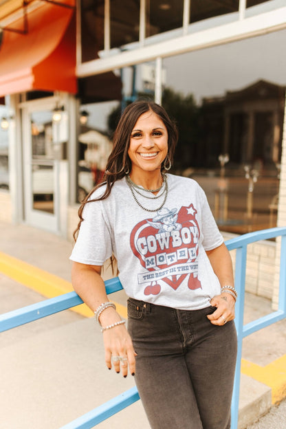 Cowboy Motel Raw Cut V-neck Graphic Tee Wild Junkie