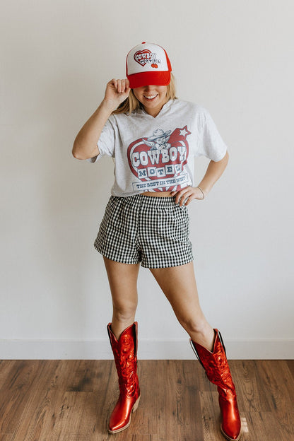 Cowboy Motel Raw Cut V-neck Graphic Tee Wild Junkie