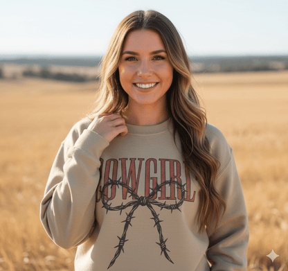 Cowgirl Barbed Wire Bow Graphic Sweatshirt Wild Junkie