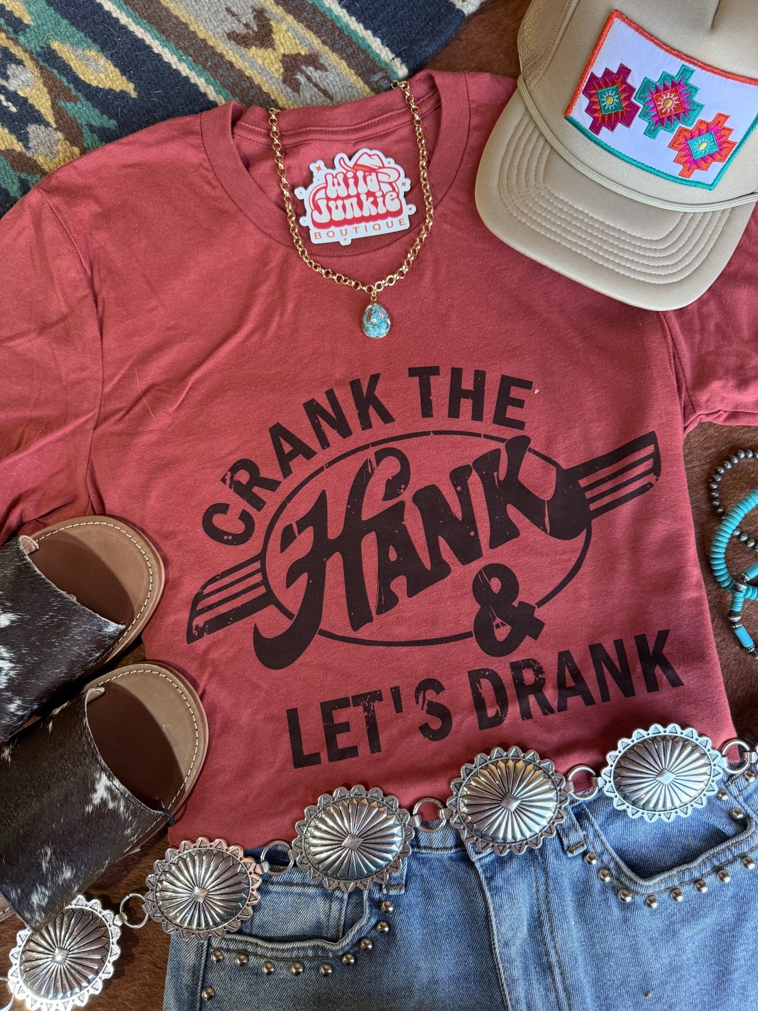 Crank The Hank & Let's Drank Graphic Tee Wild Junkie