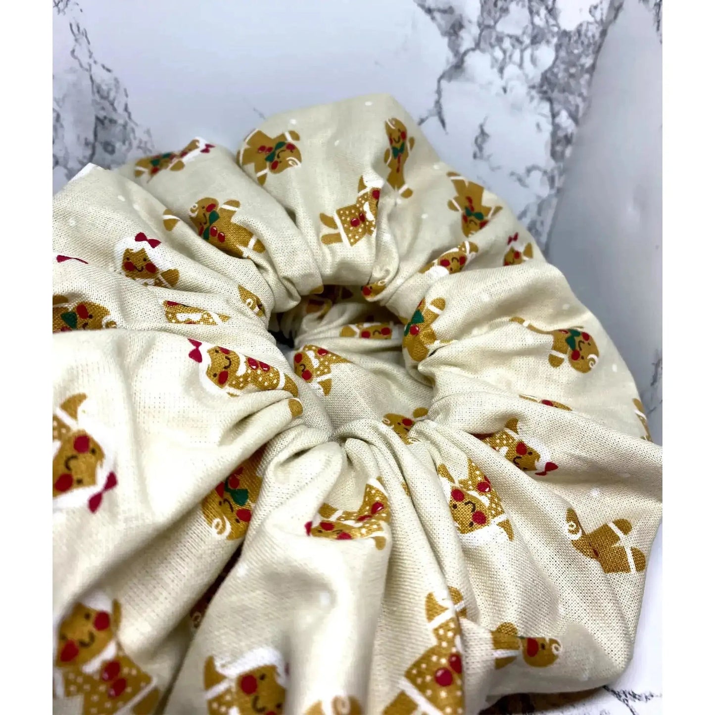 Beige Gingerbread Christmas Scrunchie Enchanted Scrunch