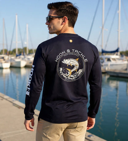 Men's Tarpon Leap Thrust L/S UV Fishing T-Shirt Hook & Tackle