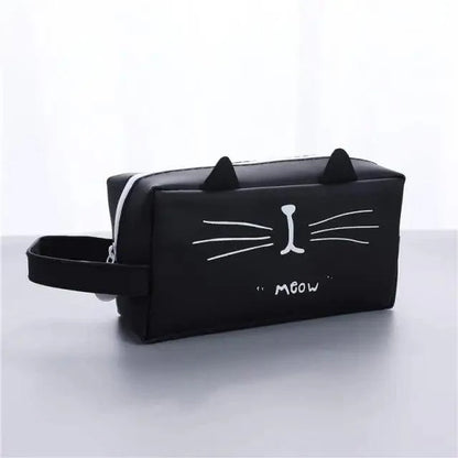 Creative Leather Black Large Capacity  Pencil Pouch For Students Unique Colors Stationery Office Pencil Cases Stevvex