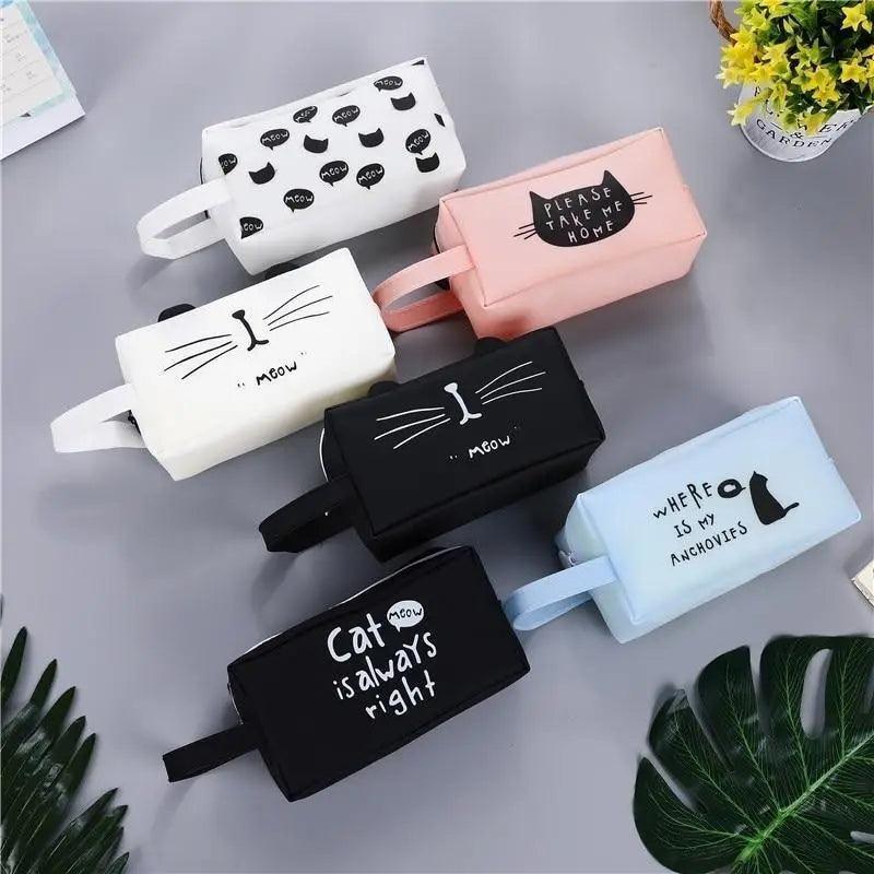 Creative Leather Black Large Capacity  Pencil Pouch For Students Unique Colors Stationery Office Pencil Cases Stevvex