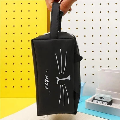 Creative Leather Black Large Capacity  Pencil Pouch For Students Unique Colors Stationery Office Pencil Cases Stevvex