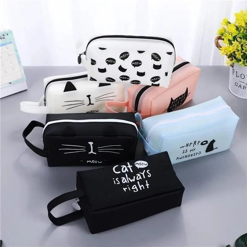 Creative Leather Black Large Capacity  Pencil Pouch For Students Unique Colors Stationery Office Pencil Cases Stevvex