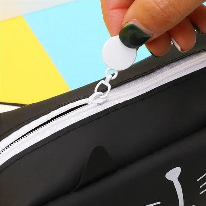 Creative Leather Black Large Capacity  Pencil Pouch For Students Unique Colors Stationery Office Pencil Cases Stevvex