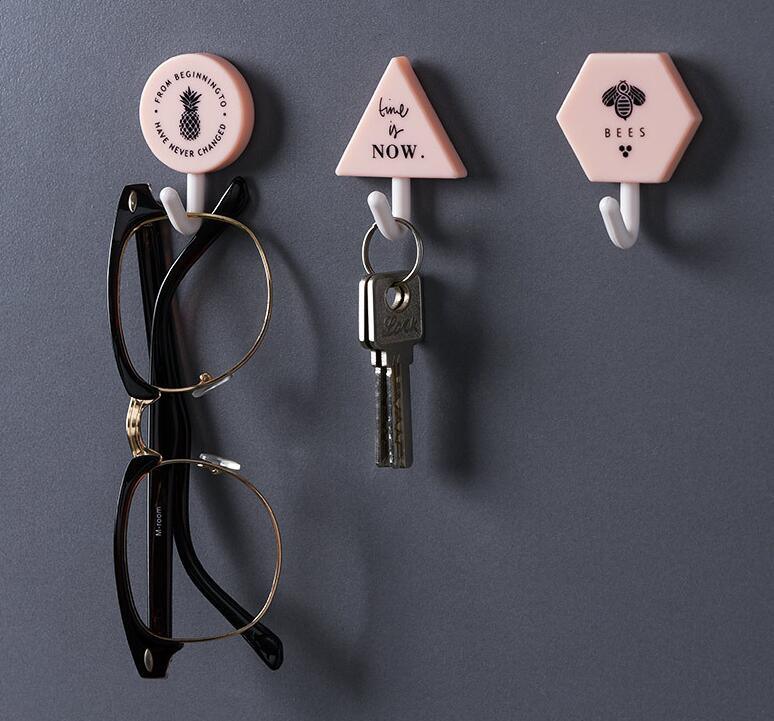 Creative Simple Hook Geometry Hook Key Umbrella Clothes Hook Strong Bathroom Wall Hook Wall Hanger Wall Keychains Holder Hanger Organizer for Home Office Dorm Rooms Decoration Stevvex