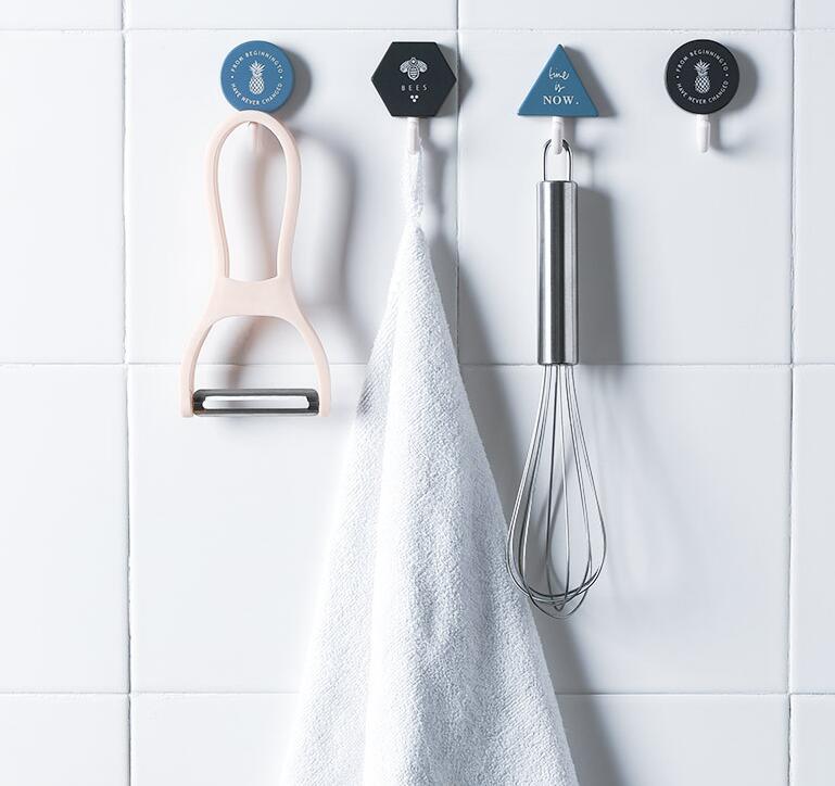 Creative Simple Hook Geometry Hook Key Umbrella Clothes Hook Strong Bathroom Wall Hook Wall Hanger Wall Keychains Holder Hanger Organizer for Home Office Dorm Rooms Decoration Stevvex