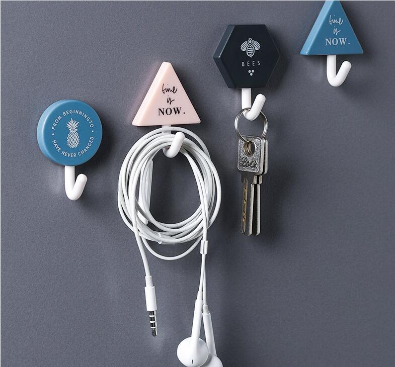 Creative Simple Hook Geometry Hook Key Umbrella Clothes Hook Strong Bathroom Wall Hook Wall Hanger Wall Keychains Holder Hanger Organizer for Home Office Dorm Rooms Decoration Stevvex