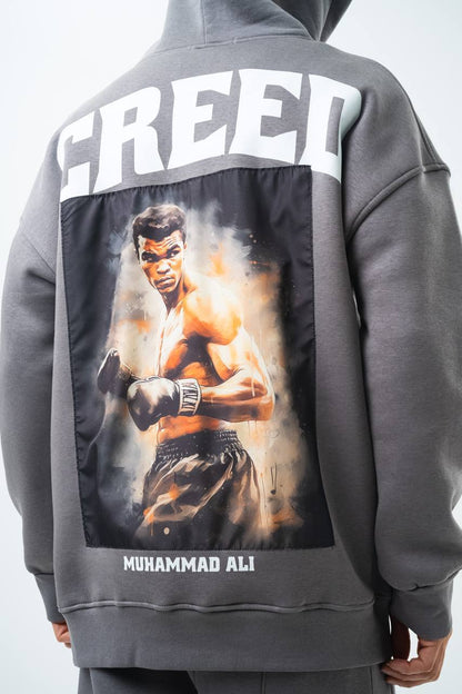 Oversize 'Creed' Muhammad Ali Graphic Hoodie - Boxing Inspired Streetwear Sweatshirt Withinblack