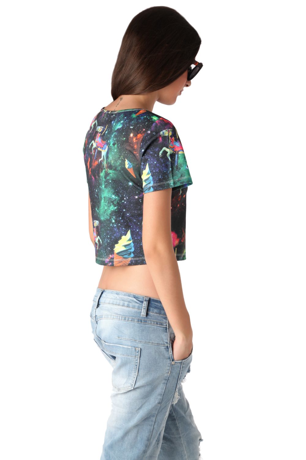 Crop top with illustrated print Q2store