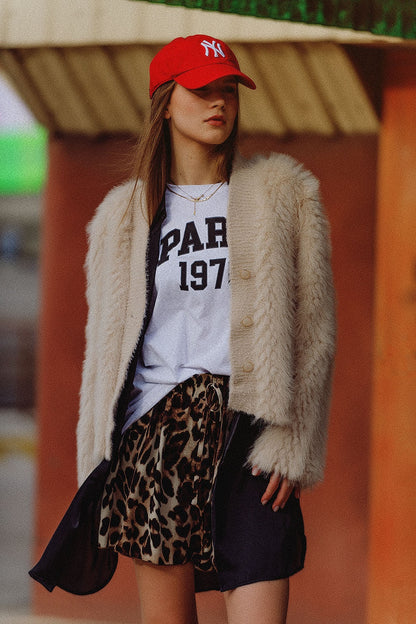 Cropped Jacket in beige in fine fur Q2store
