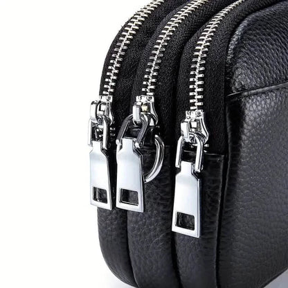 Crossbody Bags for Women Small Genuine Leather Shoulder Purse Cross Body Bag with Triple Top Zipper Adjustable Strap DailySale