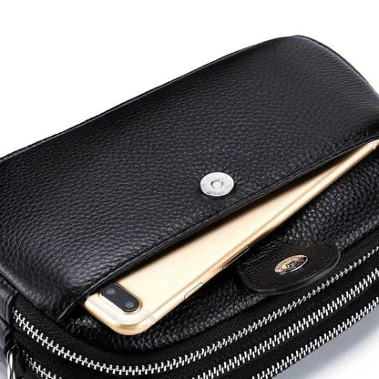 Crossbody Bags for Women Small Genuine Leather Shoulder Purse Cross Body Bag with Triple Top Zipper Adjustable Strap DailySale