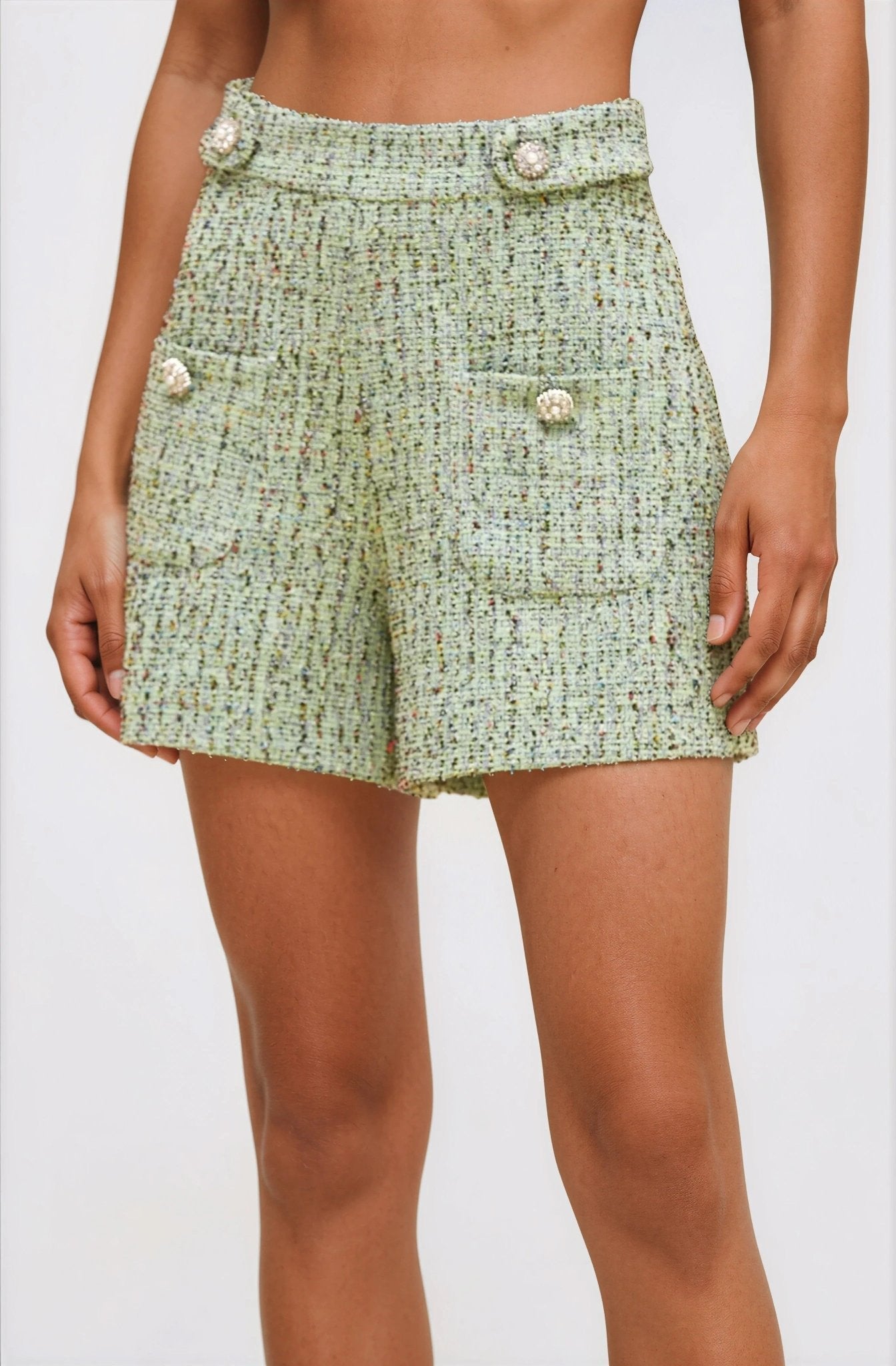Crystal Tweed Short – Green XO, Tina