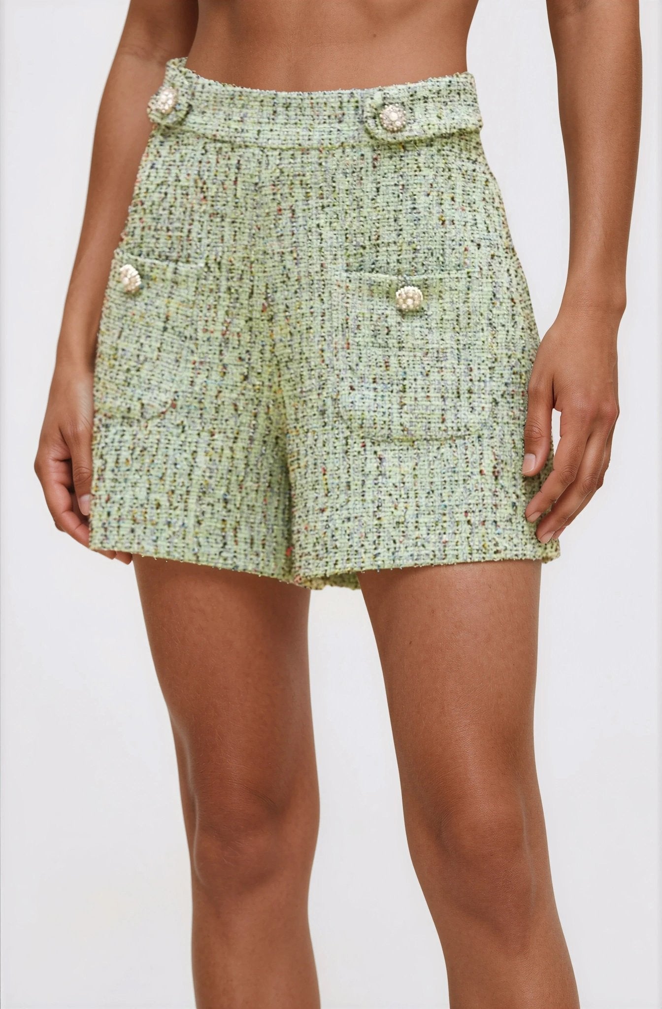 Crystal Tweed Short – Green XO, Tina