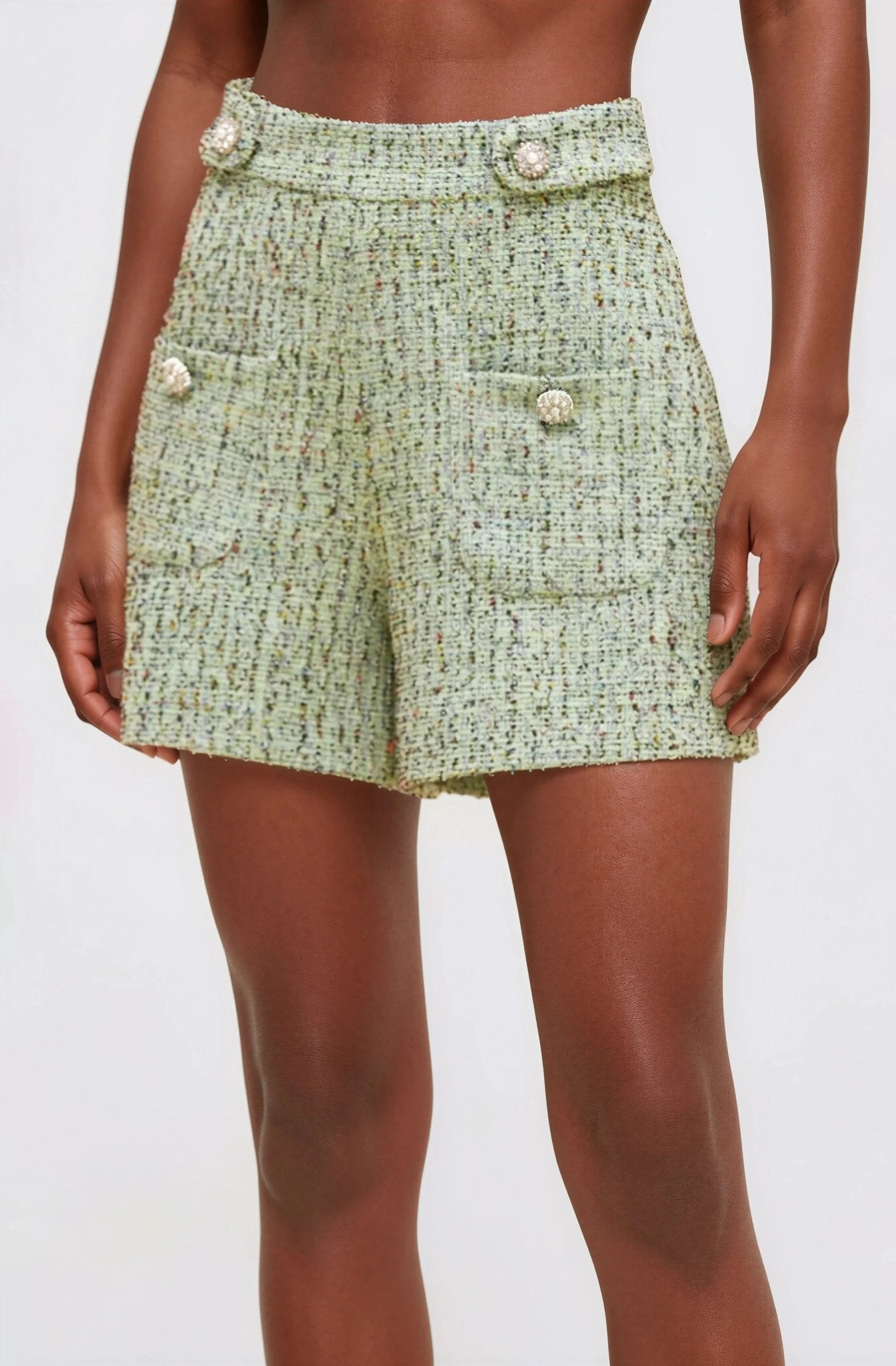 Crystal Tweed Short – Green XO, Tina