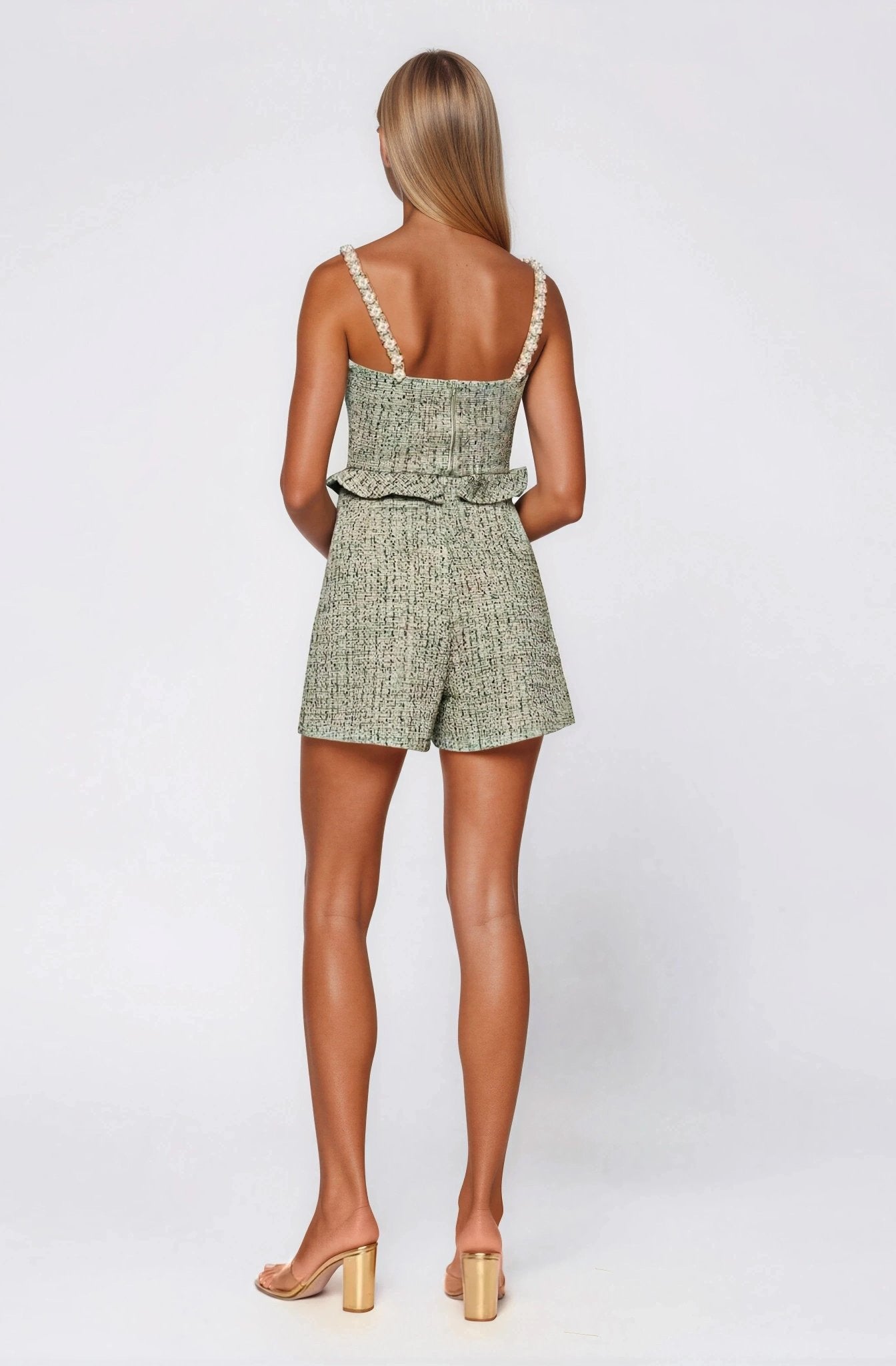 Crystal Tweed Top – Green XO, Tina