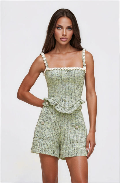 Crystal Tweed Top – Green XO, Tina