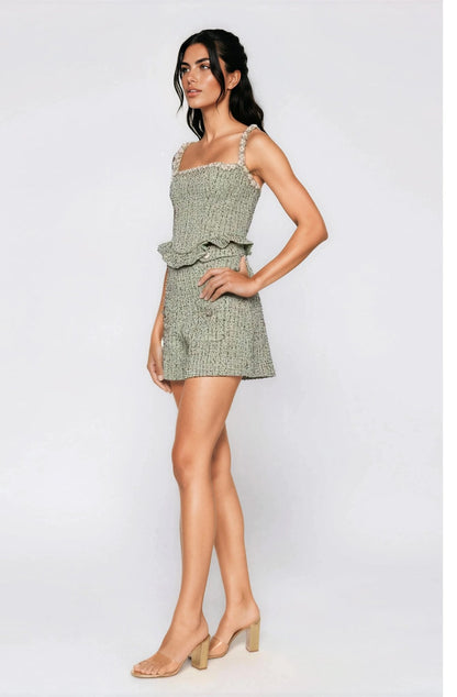 Crystal Tweed Top – Green XO, Tina