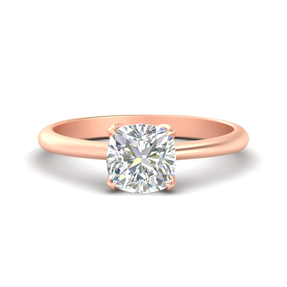 Floral Head Cushion Solitaire Cathedral Ring Fascinating Diamonds