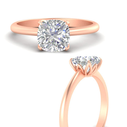 Floral Head Cushion Solitaire Cathedral Ring Fascinating Diamonds