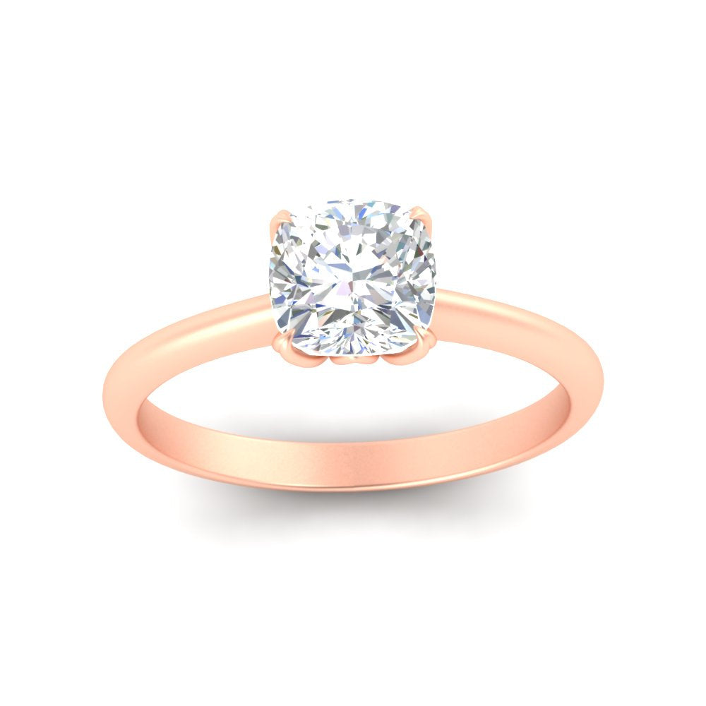 Floral Head Cushion Solitaire Cathedral Ring Fascinating Diamonds