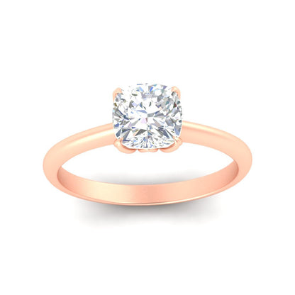 Floral Head Cushion Solitaire Cathedral Ring Fascinating Diamonds