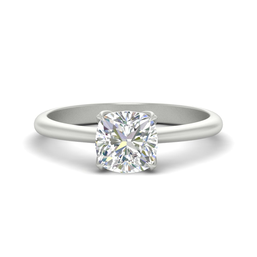 Floral Head Cushion Solitaire Cathedral Ring Fascinating Diamonds
