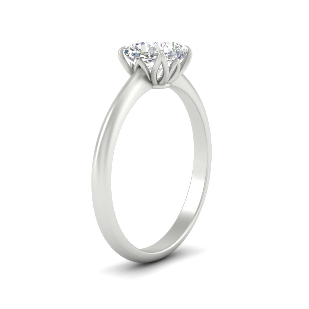 Floral Head Cushion Solitaire Cathedral Ring Fascinating Diamonds