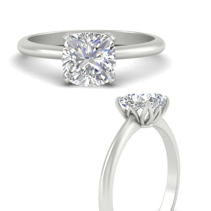 Floral Head Cushion Solitaire Cathedral Ring Fascinating Diamonds