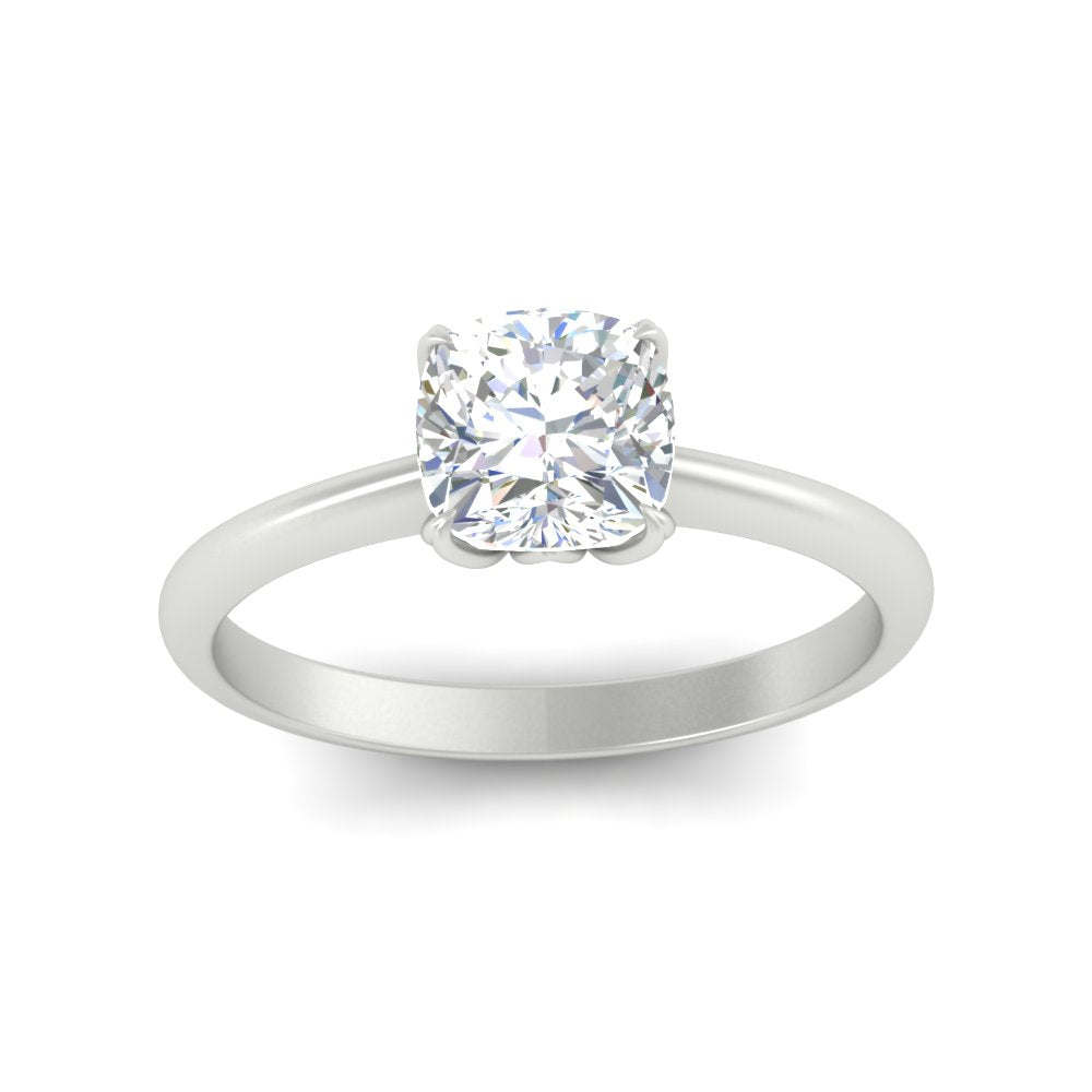 Floral Head Cushion Solitaire Cathedral Ring Fascinating Diamonds