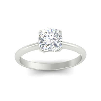 Floral Head Cushion Solitaire Cathedral Ring Fascinating Diamonds