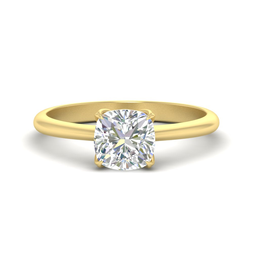 Floral Head Cushion Solitaire Cathedral Ring Fascinating Diamonds
