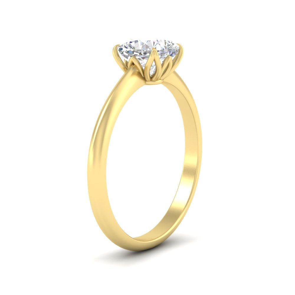 Floral Head Cushion Solitaire Cathedral Ring Fascinating Diamonds