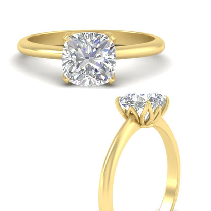Floral Head Cushion Solitaire Cathedral Ring Fascinating Diamonds