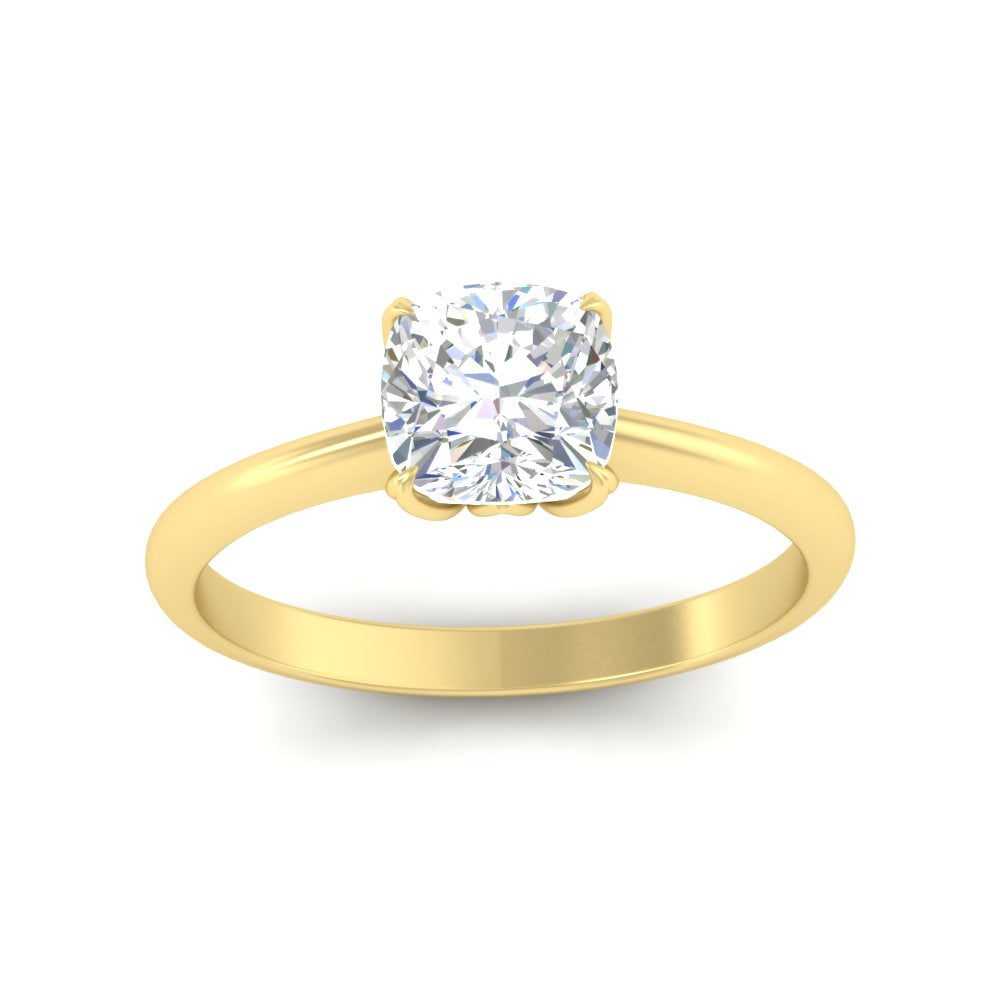 Floral Head Cushion Solitaire Cathedral Ring Fascinating Diamonds
