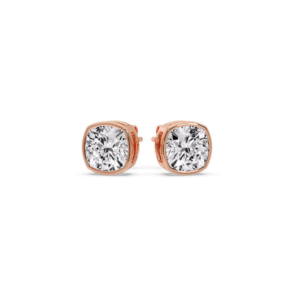 Bezel Set Cushion Diamond Stud Earrings Fascinating Diamonds