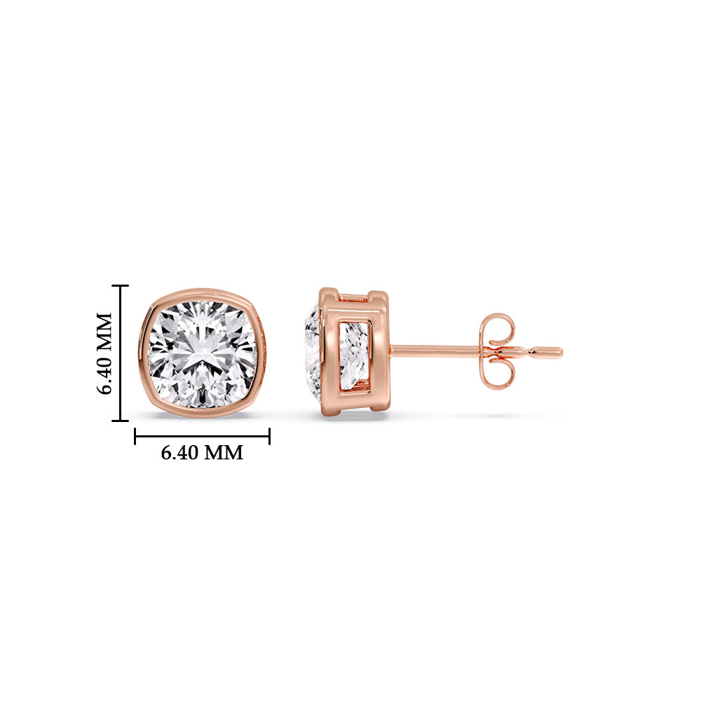 Bezel Set Cushion Diamond Stud Earrings Fascinating Diamonds