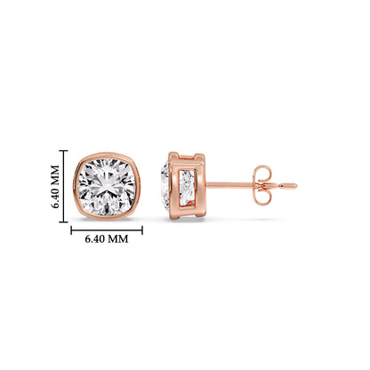 Bezel Set Cushion Diamond Stud Earrings Fascinating Diamonds