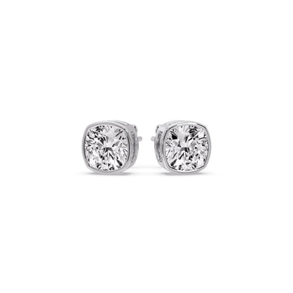 Bezel Set Cushion Diamond Stud Earrings Fascinating Diamonds
