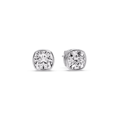 Bezel Set Cushion Diamond Stud Earrings Fascinating Diamonds