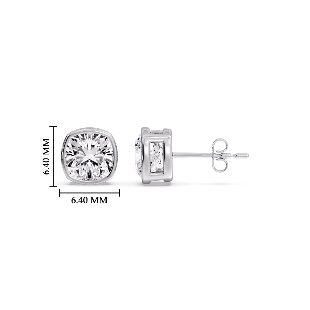 Bezel Set Cushion Diamond Stud Earrings Fascinating Diamonds
