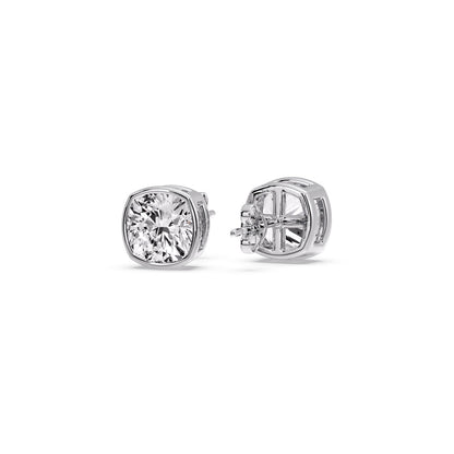 Bezel Set Cushion Diamond Stud Earrings Fascinating Diamonds