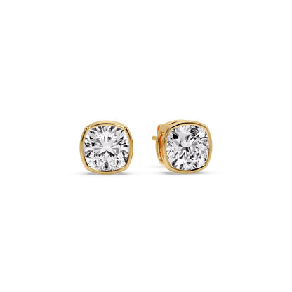 Bezel Set Cushion Diamond Stud Earrings Fascinating Diamonds